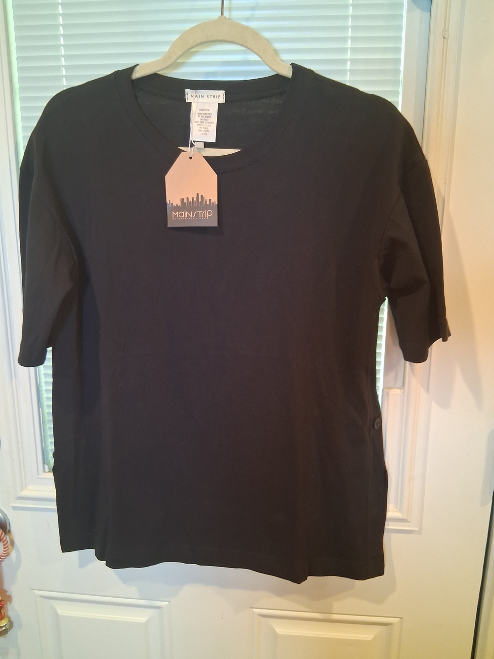 sku107 Main Strip Women’s Black Short Sleeve Crewneck Tee Great Christmas Idea